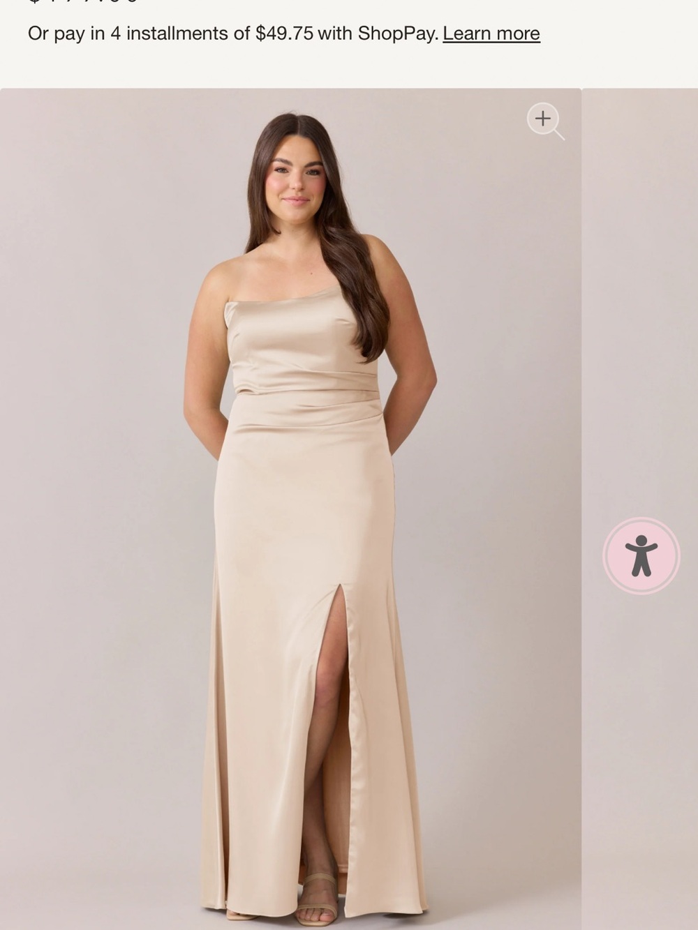 Revelry Briar Satin Strapless Gown in Gold Champagne
